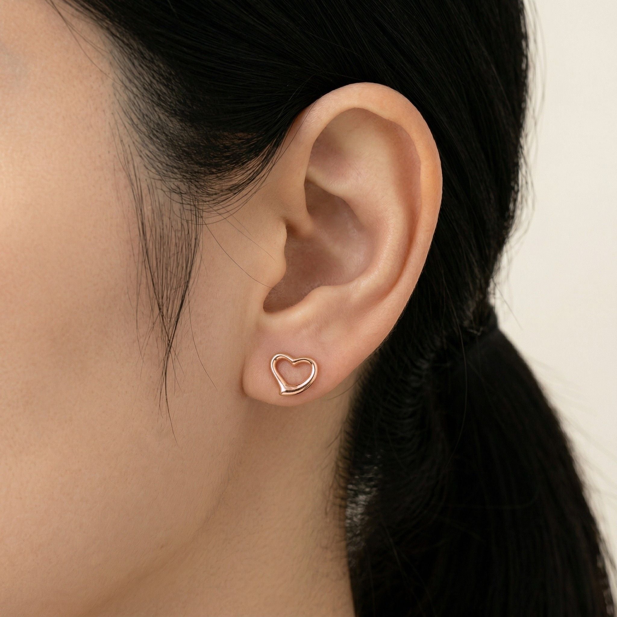 K18 ピンクゴールド 10mmハート スタッドピアス