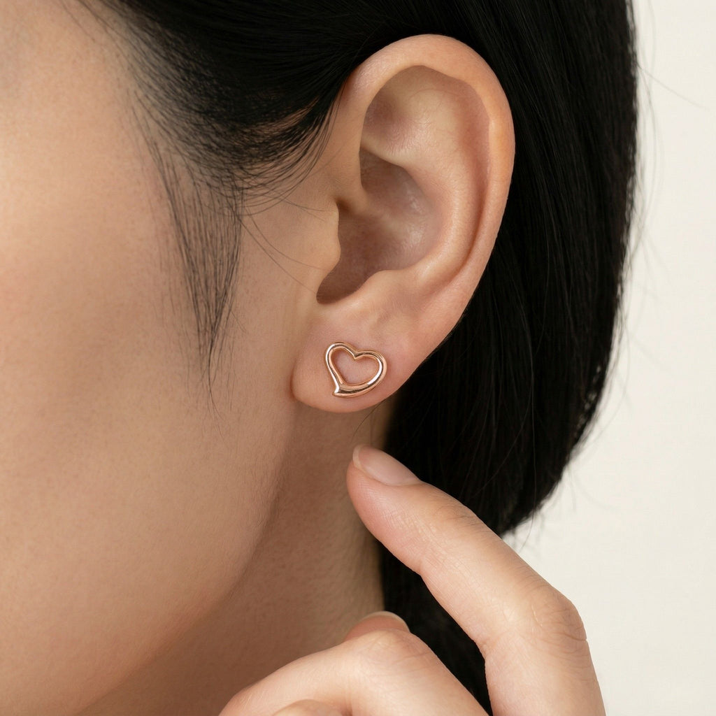 K18 ピンクゴールド 10mmハート スタッドピアス