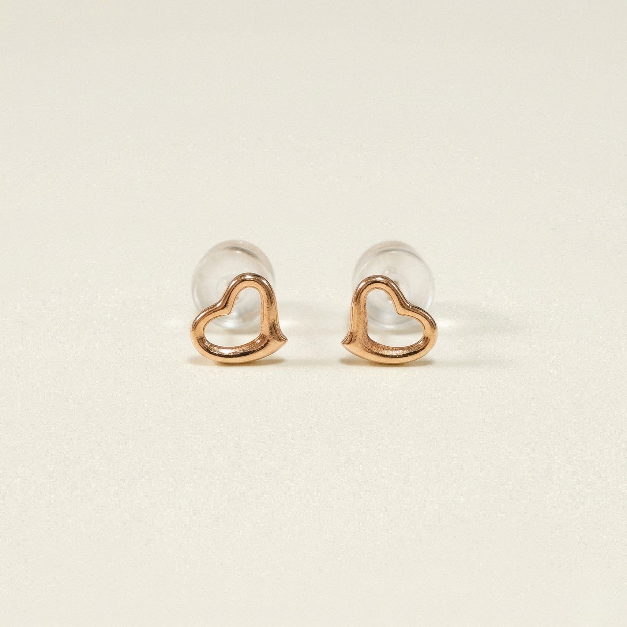 K18 ピンクゴールド 6mmハート スタッドピアス