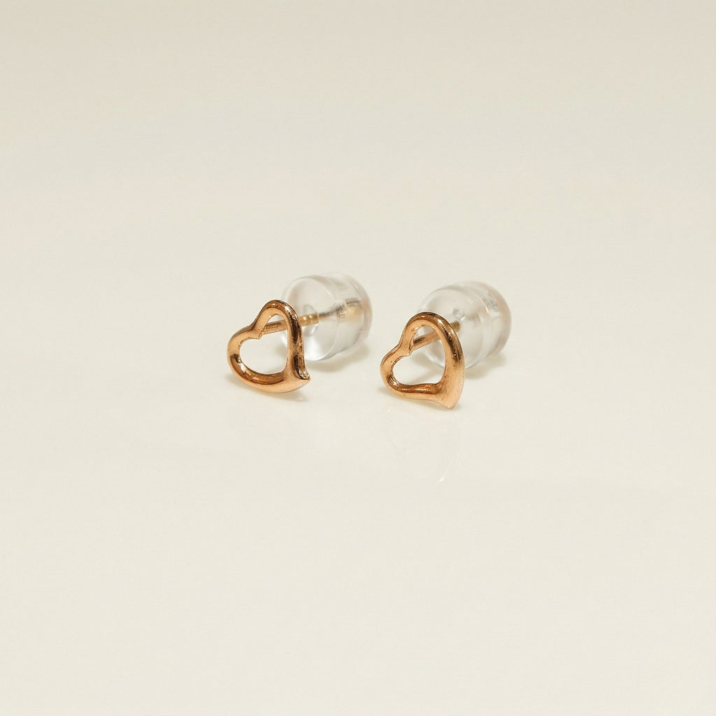 K18 ピンクゴールド 6mmハート スタッドピアス