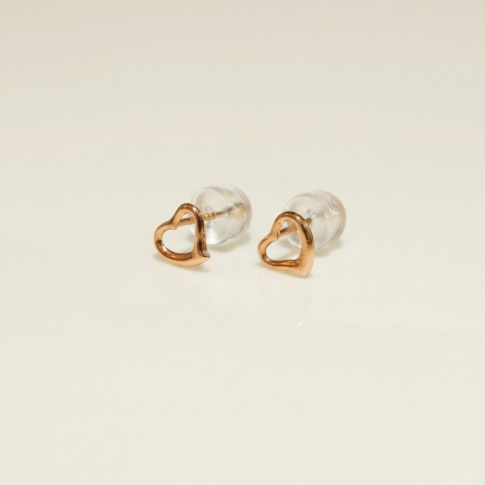 K18 ピンクゴールド 6mmハート スタッドピアス