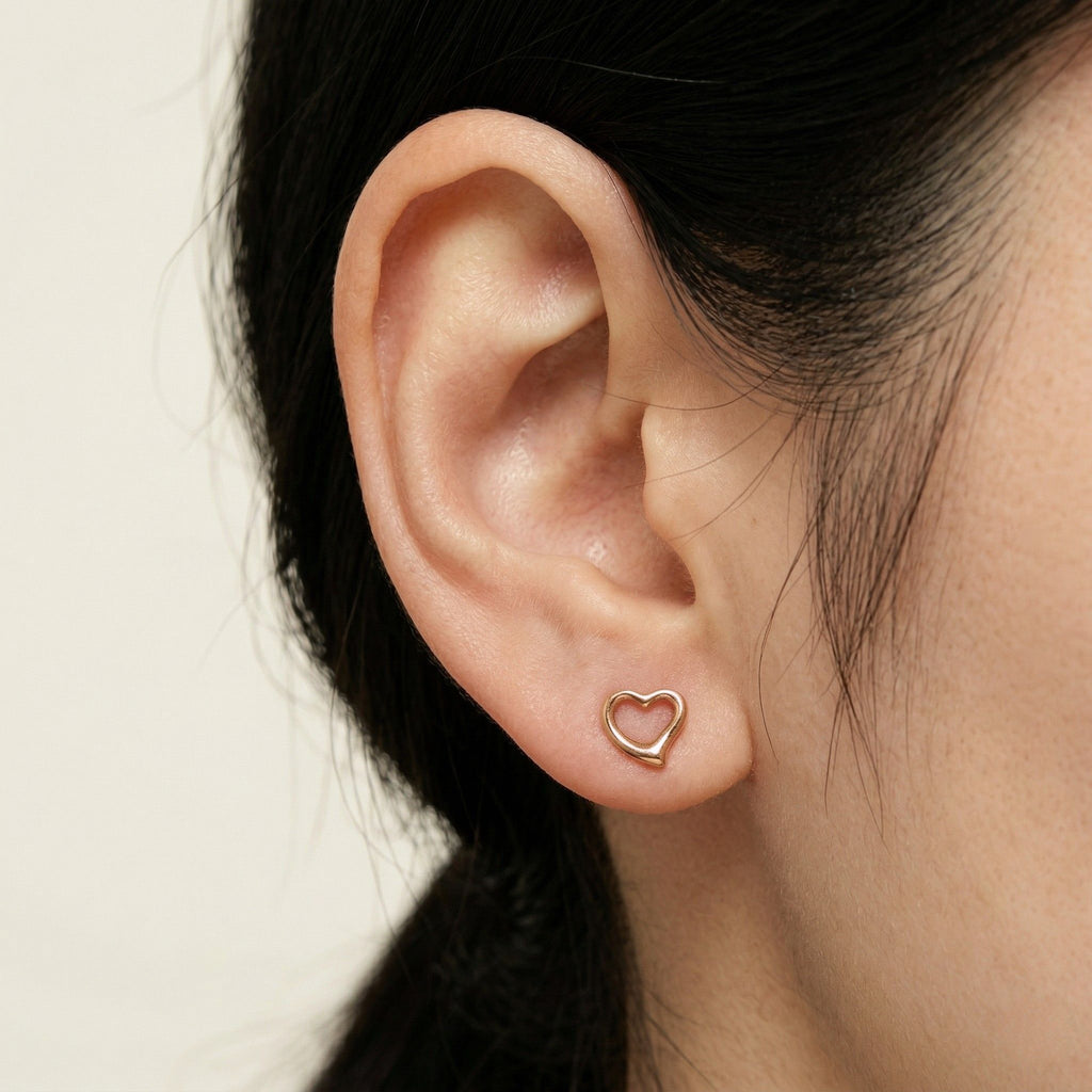 K18 ピンクゴールド 6mmハート スタッドピアス