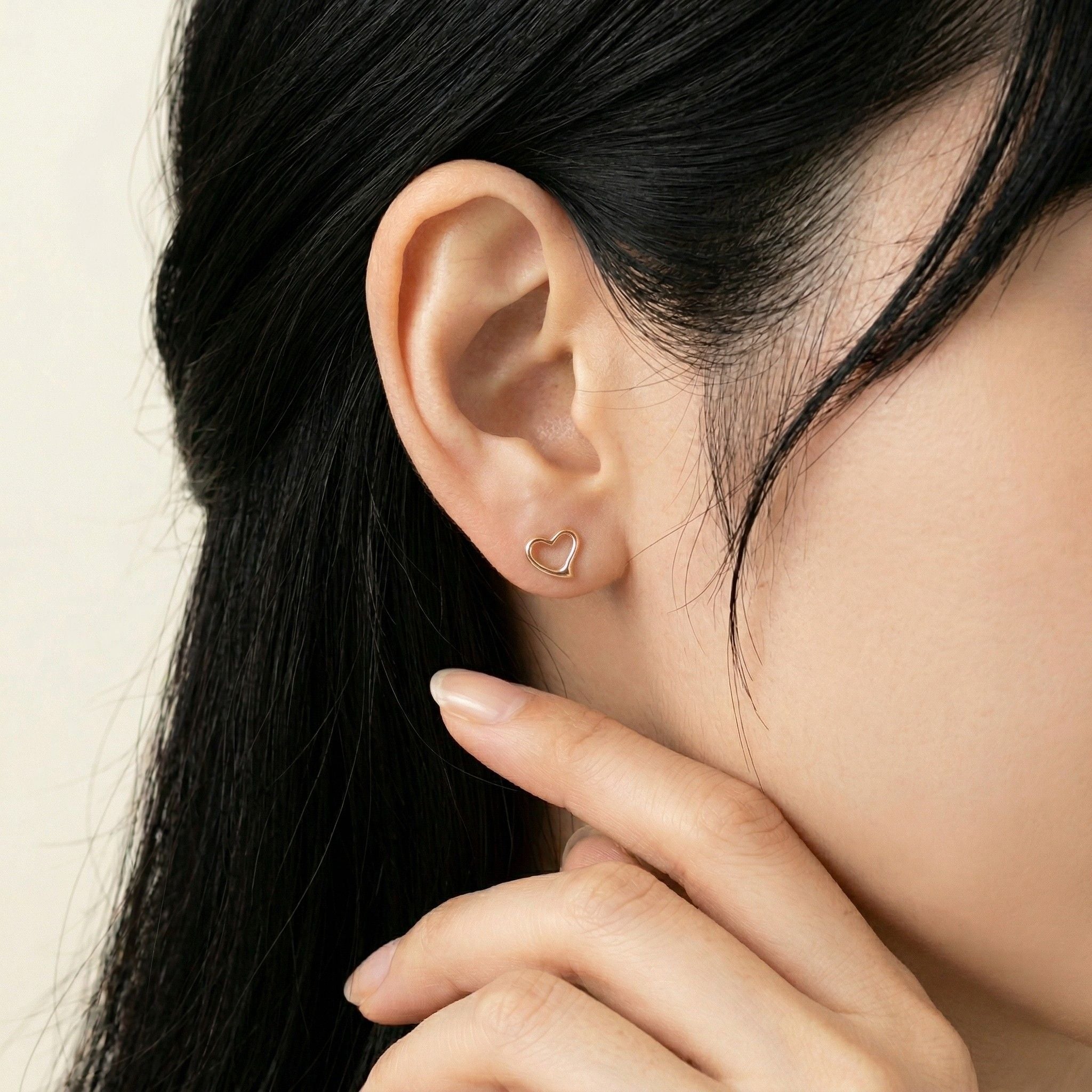 K18 ピンクゴールド 6mmハート スタッドピアス