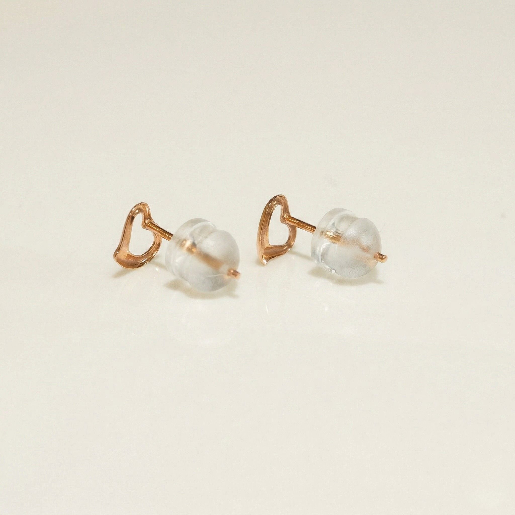 K18 ピンクゴールド 6mmハート スタッドピアス