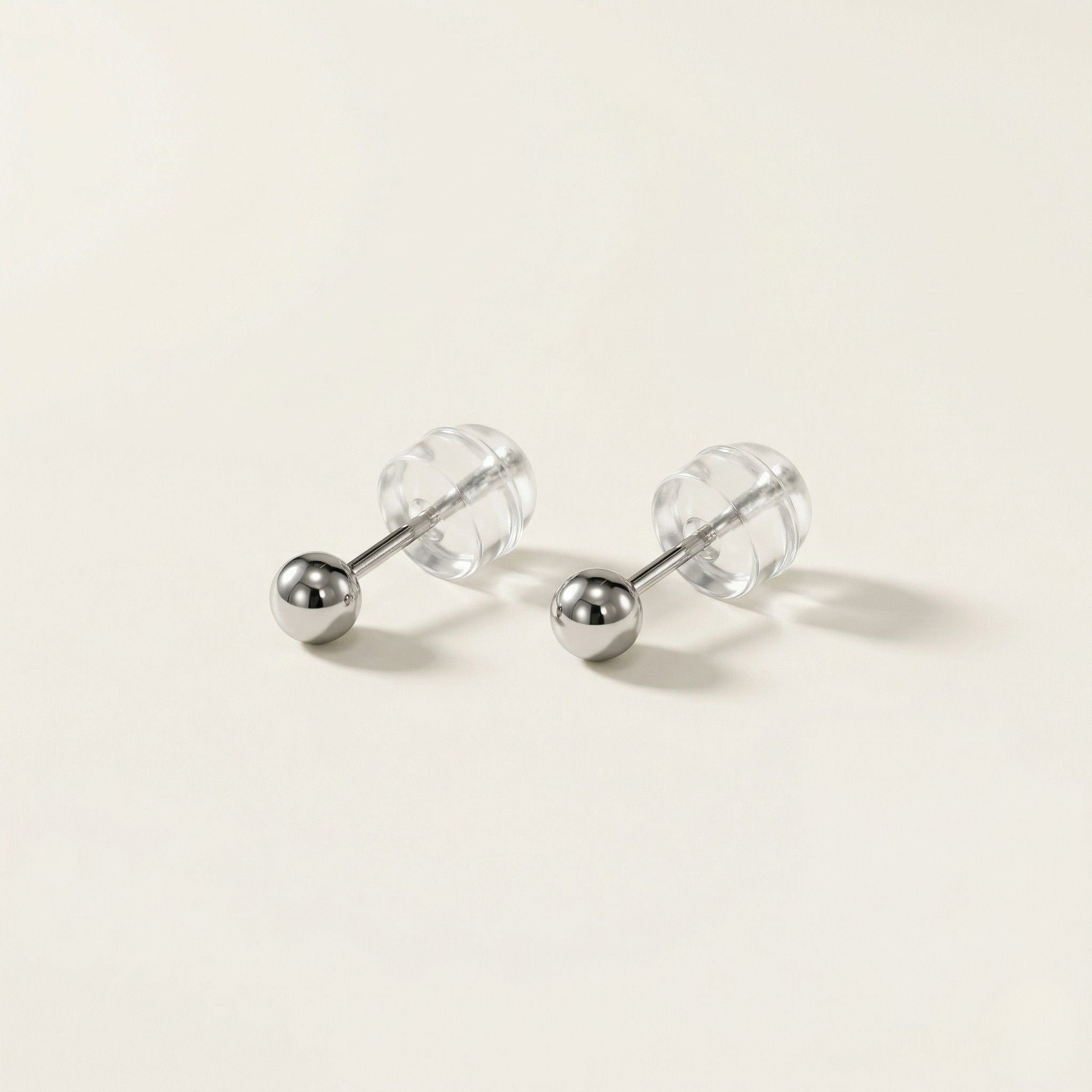 K14 ホワイトゴールド 3mmボール スタッドピアス