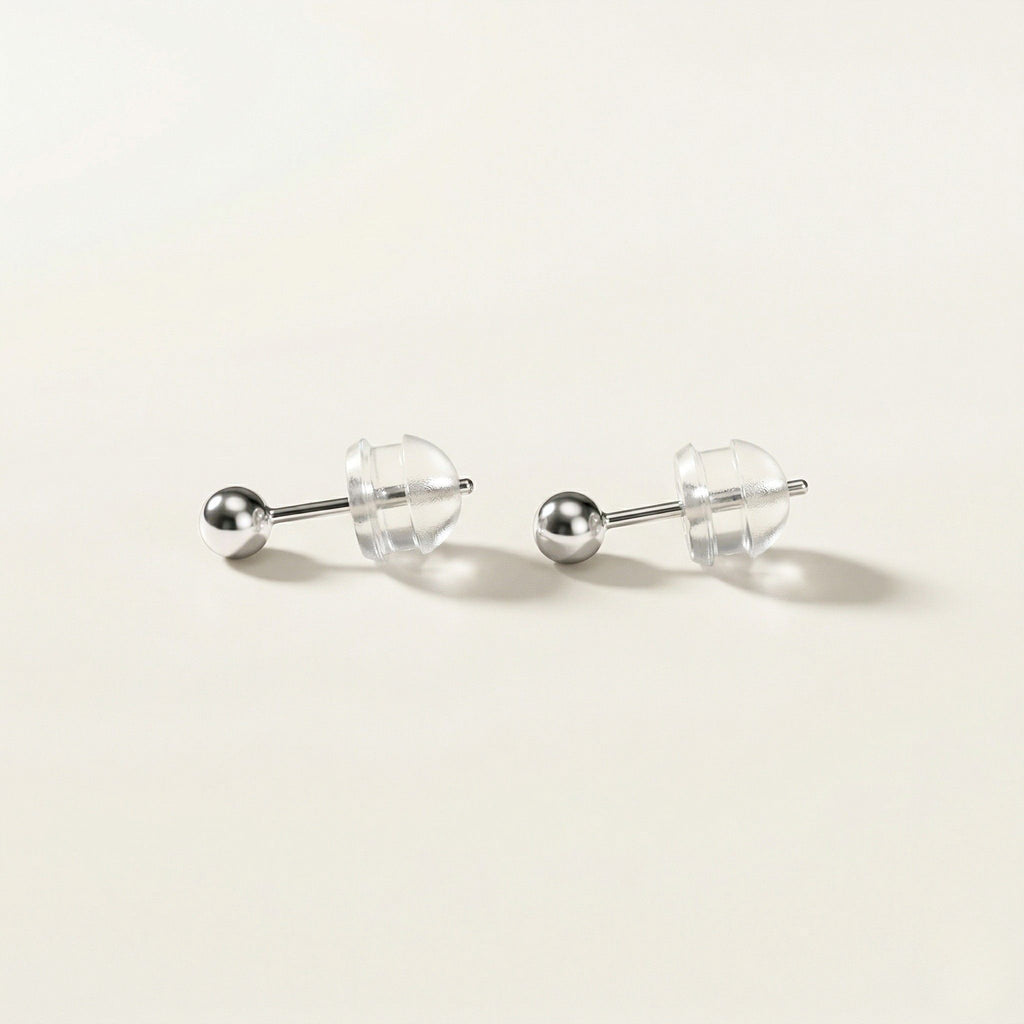 K14 ホワイトゴールド 3mmボール スタッドピアス