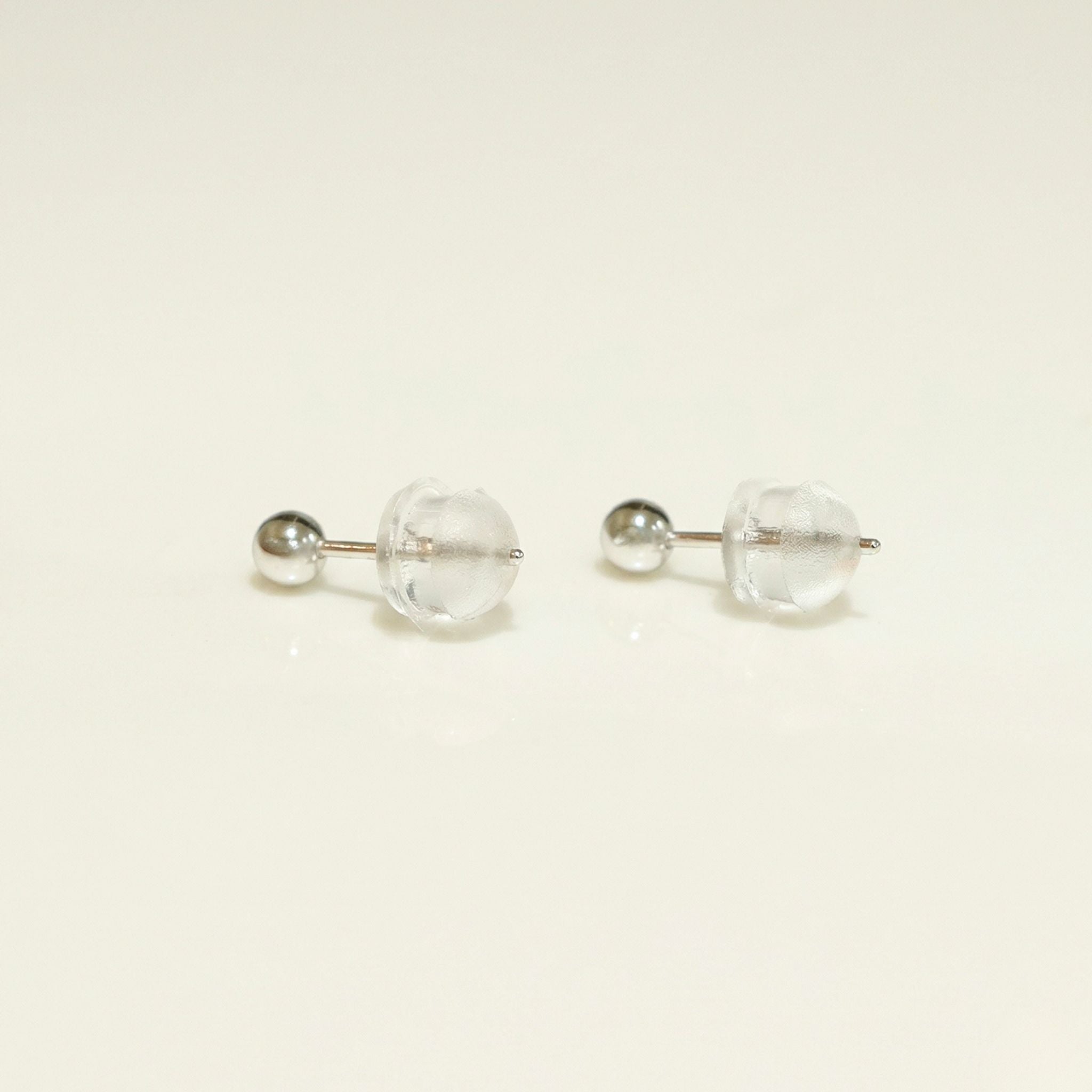 K14 ホワイトゴールド 3mmボール スタッドピアス