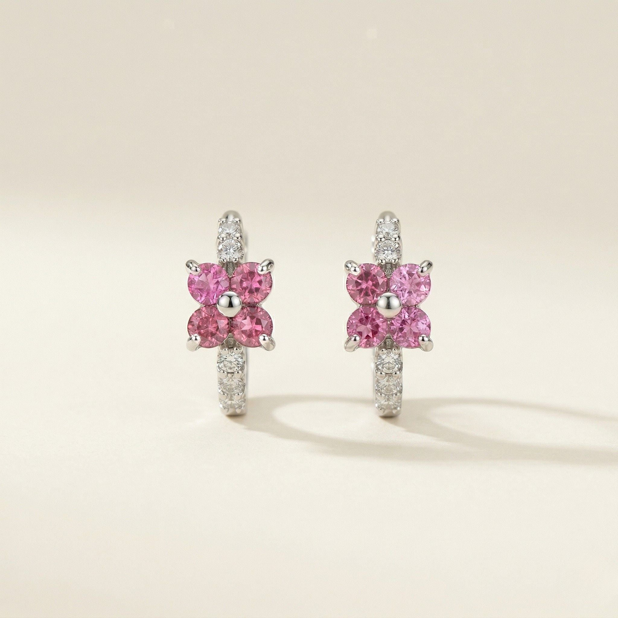 K18 ホワイトゴールド フープピアス（ピンクトルマリン｜ダイヤモンド）