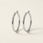 K14 ホワイトゴールド 25×2mmリング フープピアス
