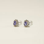 K18 ホワイトゴールド スタッドピアス（タンザナイト｜ダイヤモンドD0.34ct）