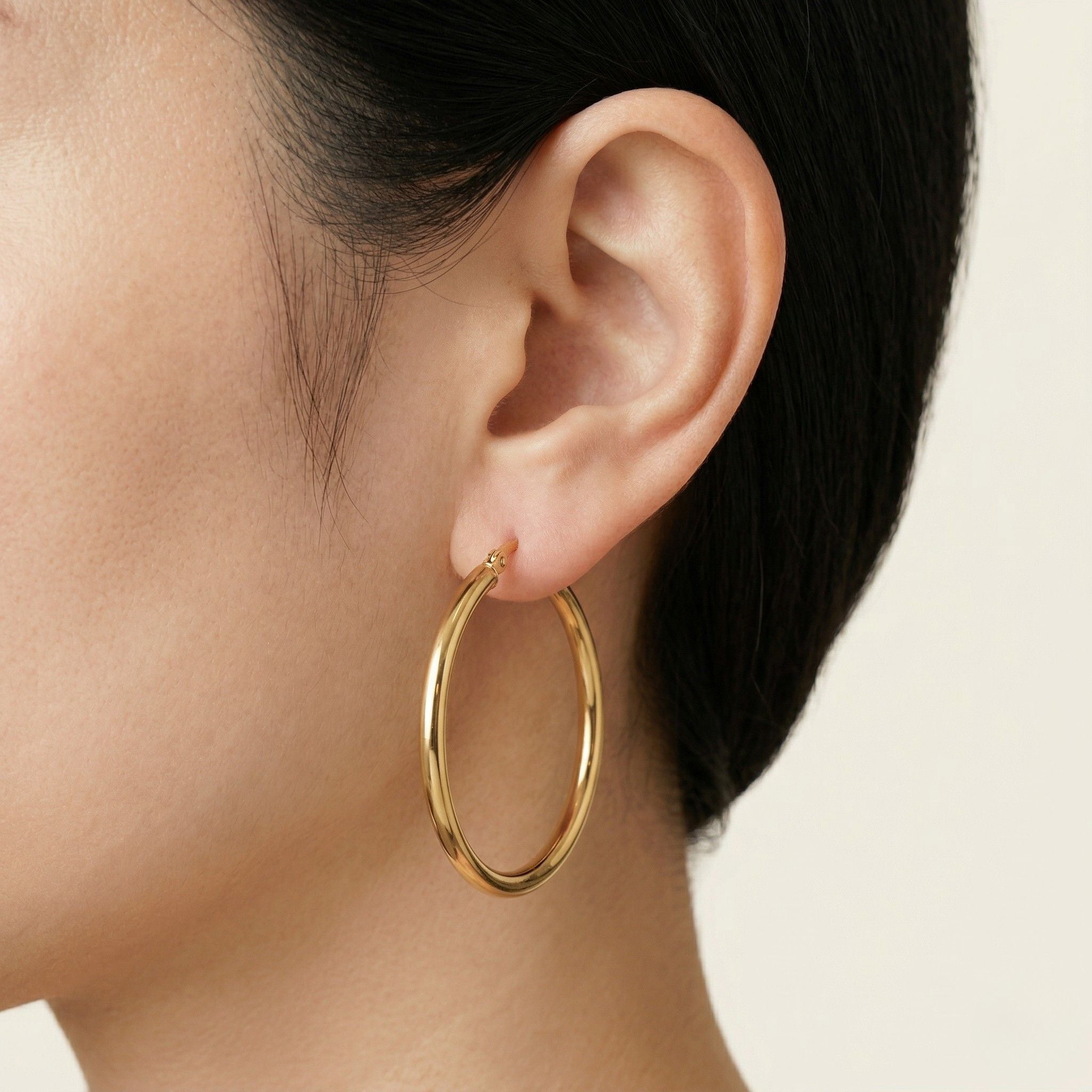 K18 ゴールド 30×2mmリング フープピアス