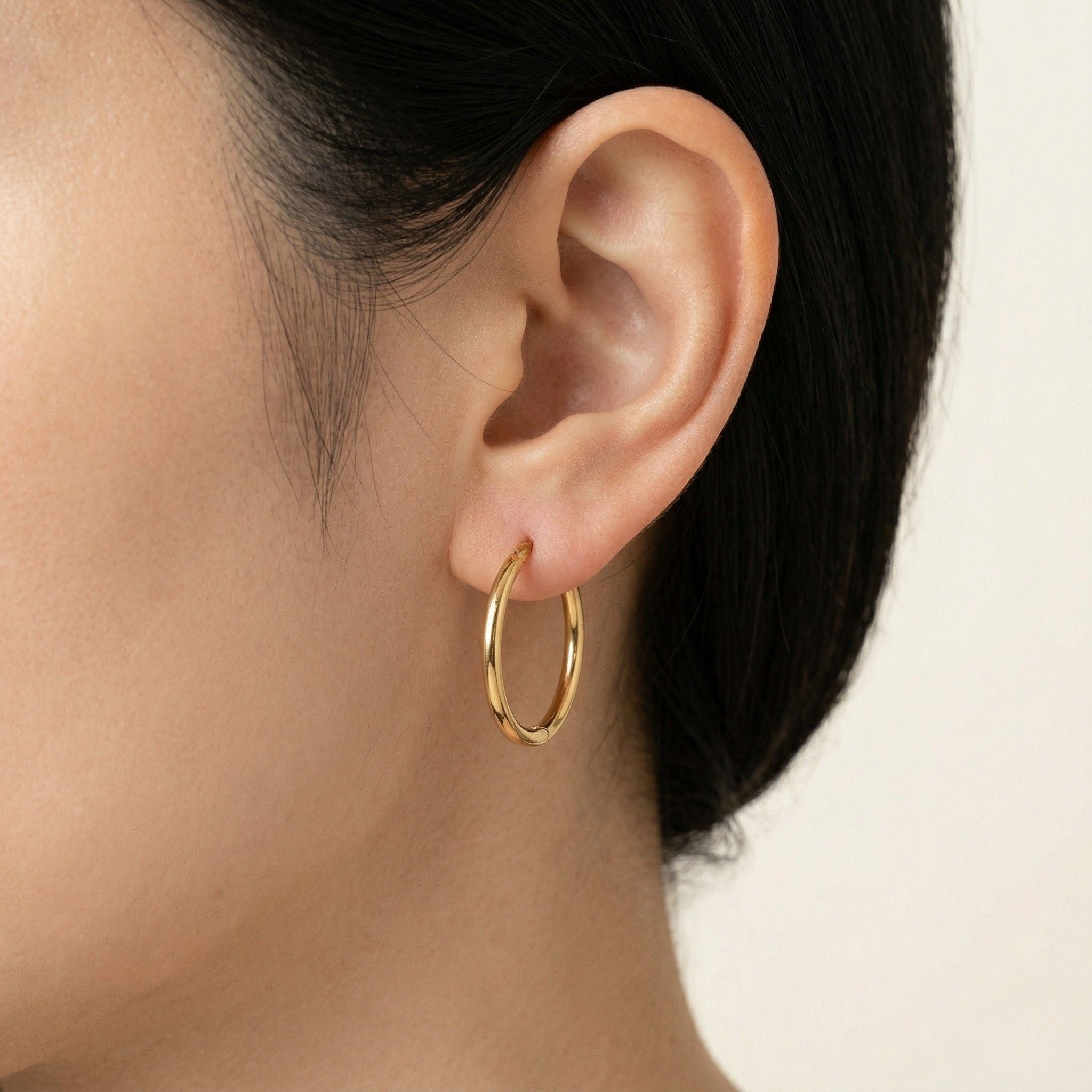 K18 ゴールド 20×2mmリング フープピアス