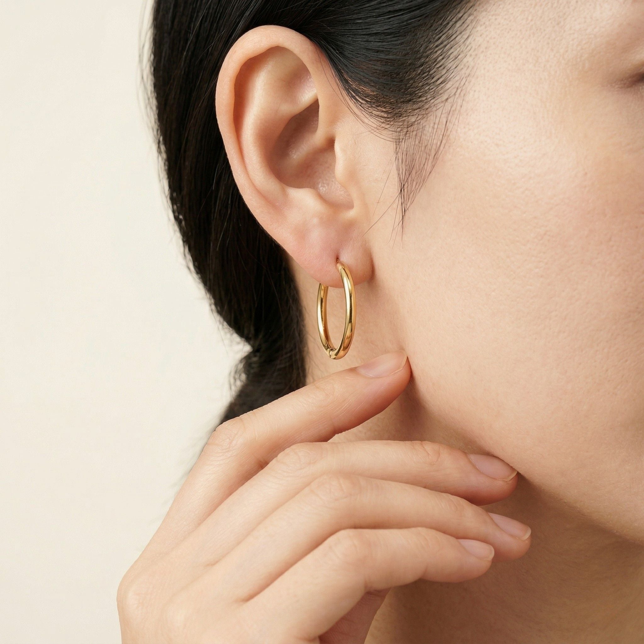 K18 ゴールド 20×2mmリング フープピアス
