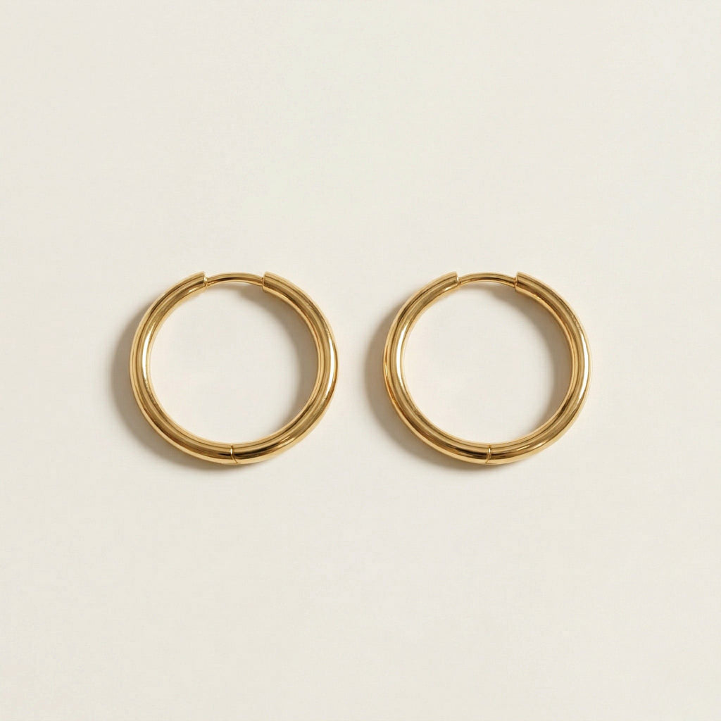 K18 ゴールド 20×2mmリング フープピアス