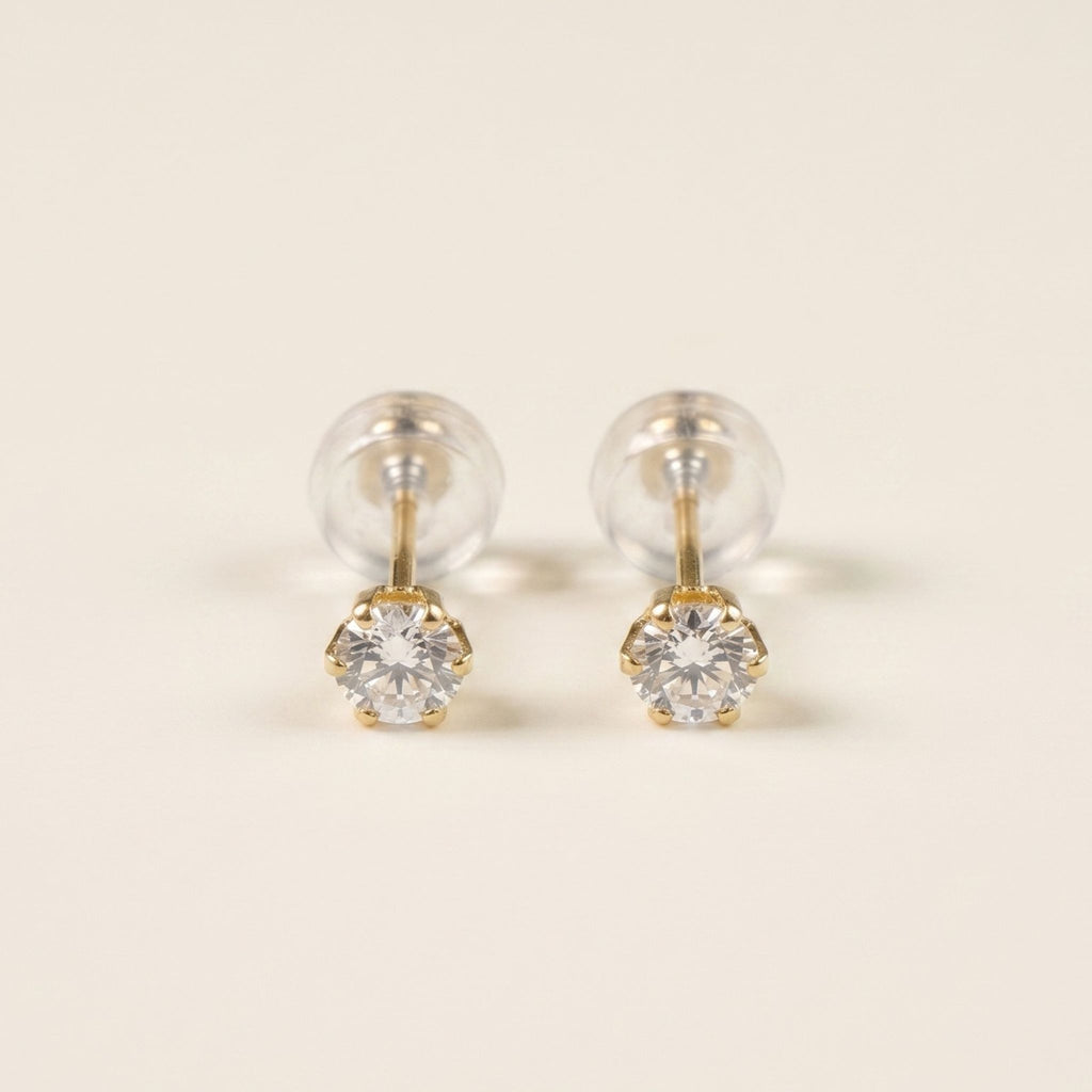 K18 ゴールド スタッドピアス（SIクラス ダイヤモンド計0.25ct）