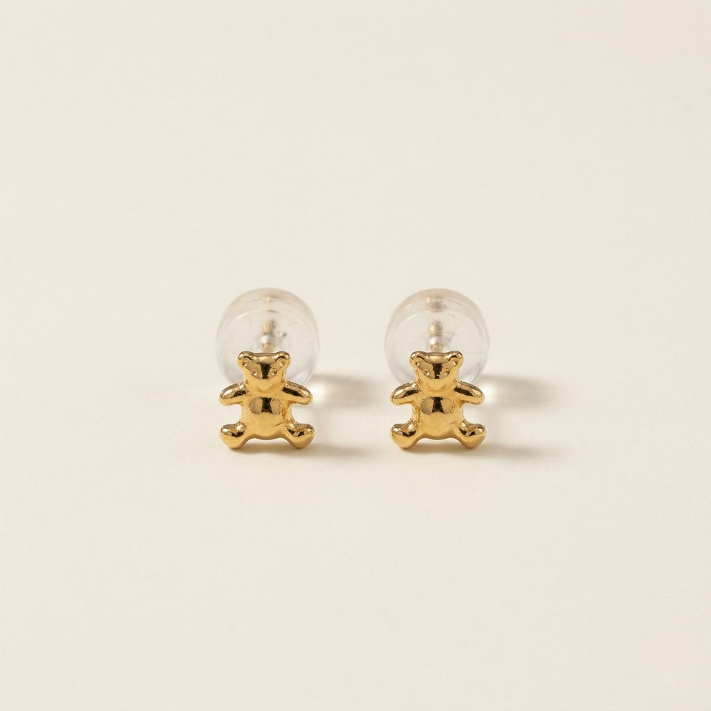 K18 ゴールド テディベアー スタッドピアス