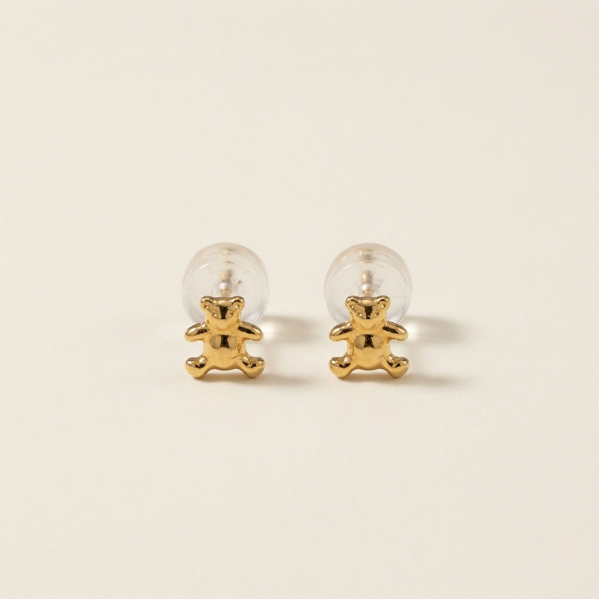 K18 ゴールド テディベアー スタッドピアス