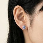 K18 ホワイトゴールド スタッドピアス（タンザナイト｜ダイヤモンドD0.34ct）