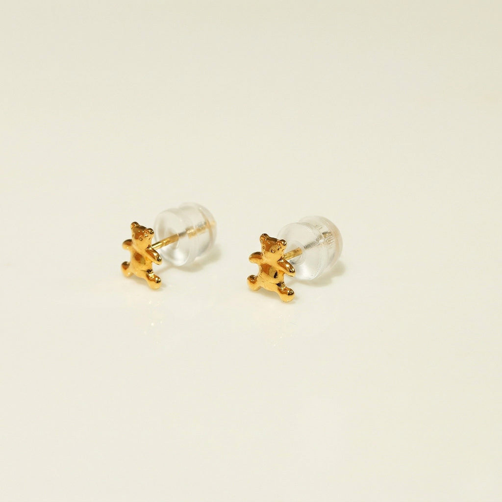 K18 ゴールド テディベアー スタッドピアス