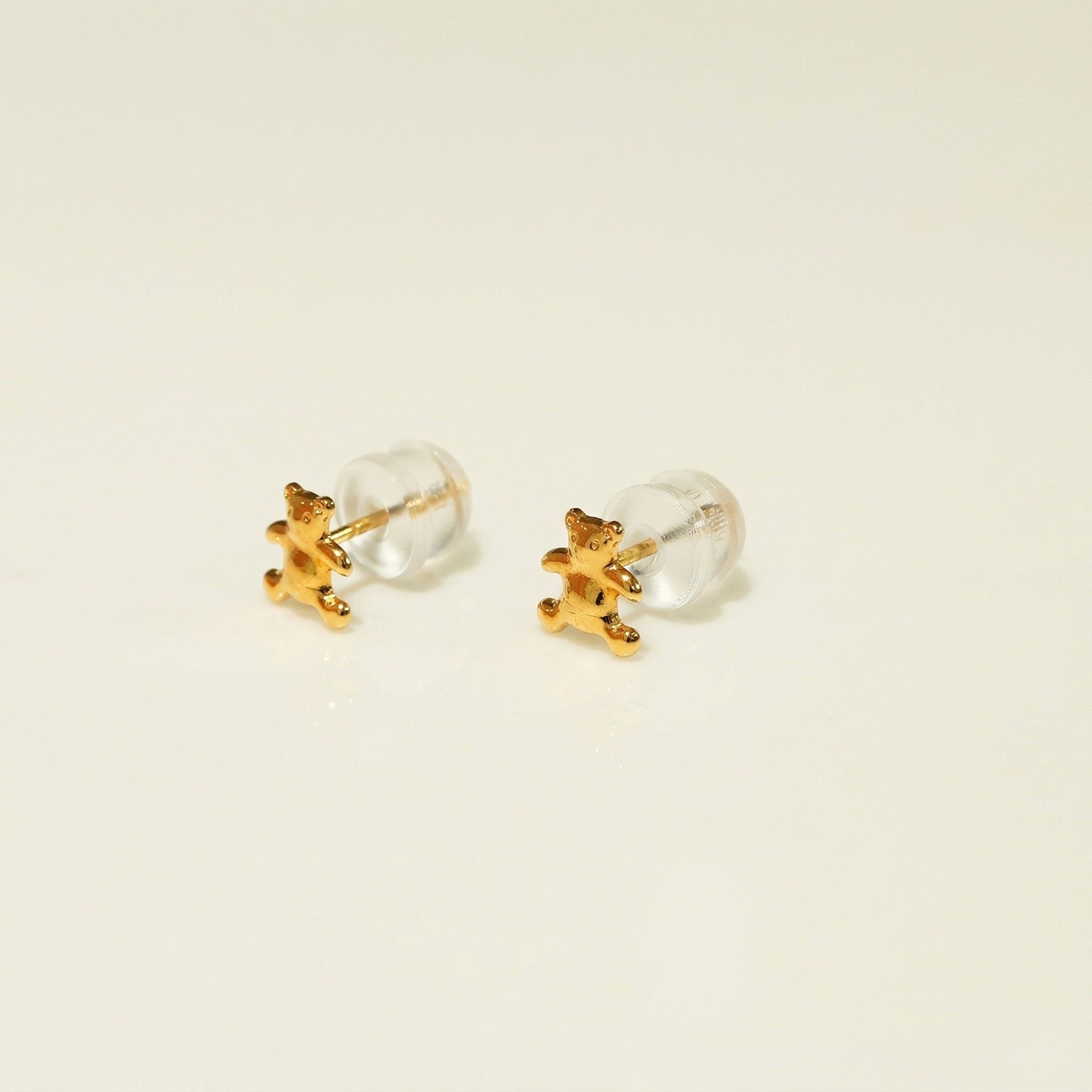 K18 ゴールド テディベアー スタッドピアス