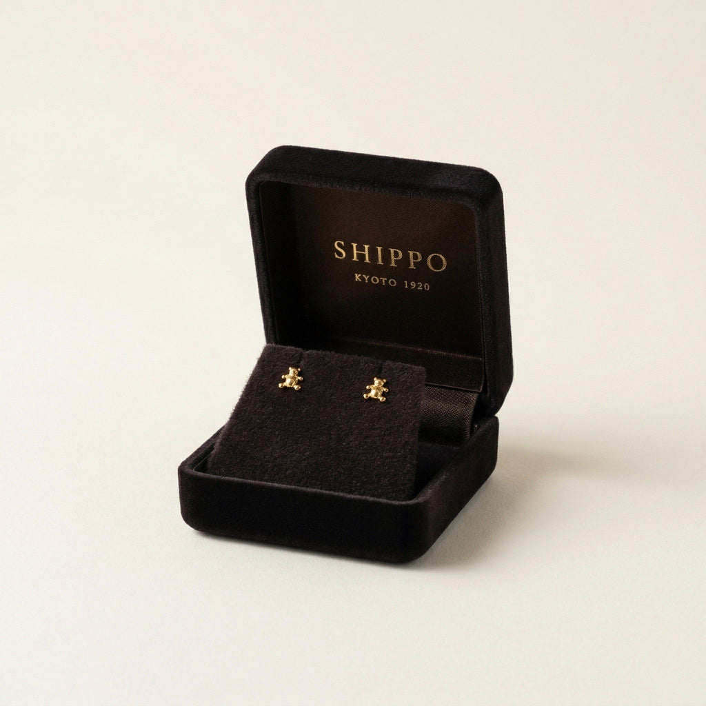 K18 ゴールド テディベアー スタッドピアス