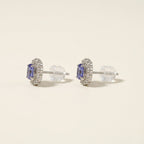 K18 ホワイトゴールド スタッドピアス（タンザナイト｜ダイヤモンドD0.34ct）