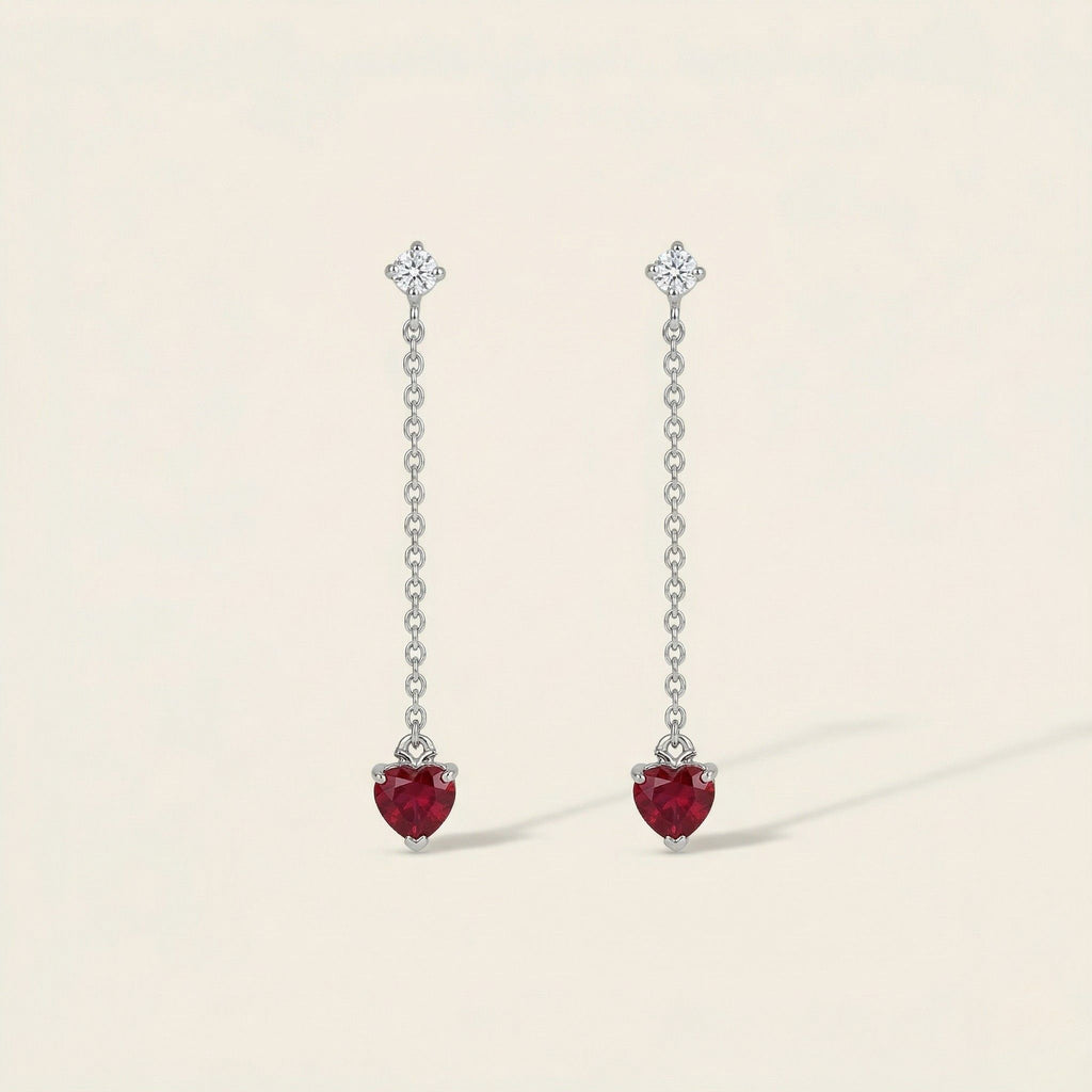 K18 ホワイトゴールド スタッドピアス（ルビー0.40ct｜ダイヤモンド0.06ct）