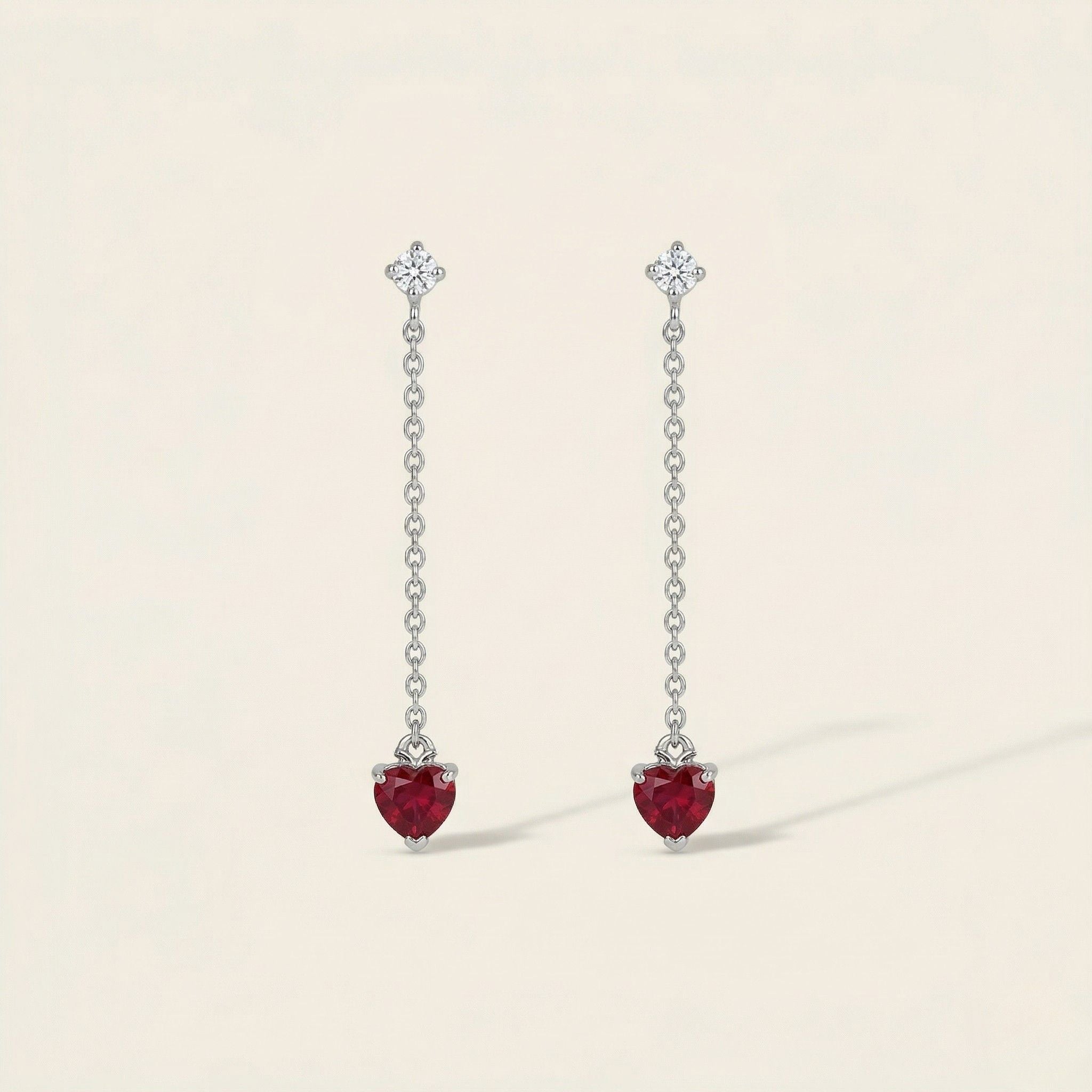 K18 ホワイトゴールド スタッドピアス（ルビー0.40ct｜ダイヤモンド0.06ct）