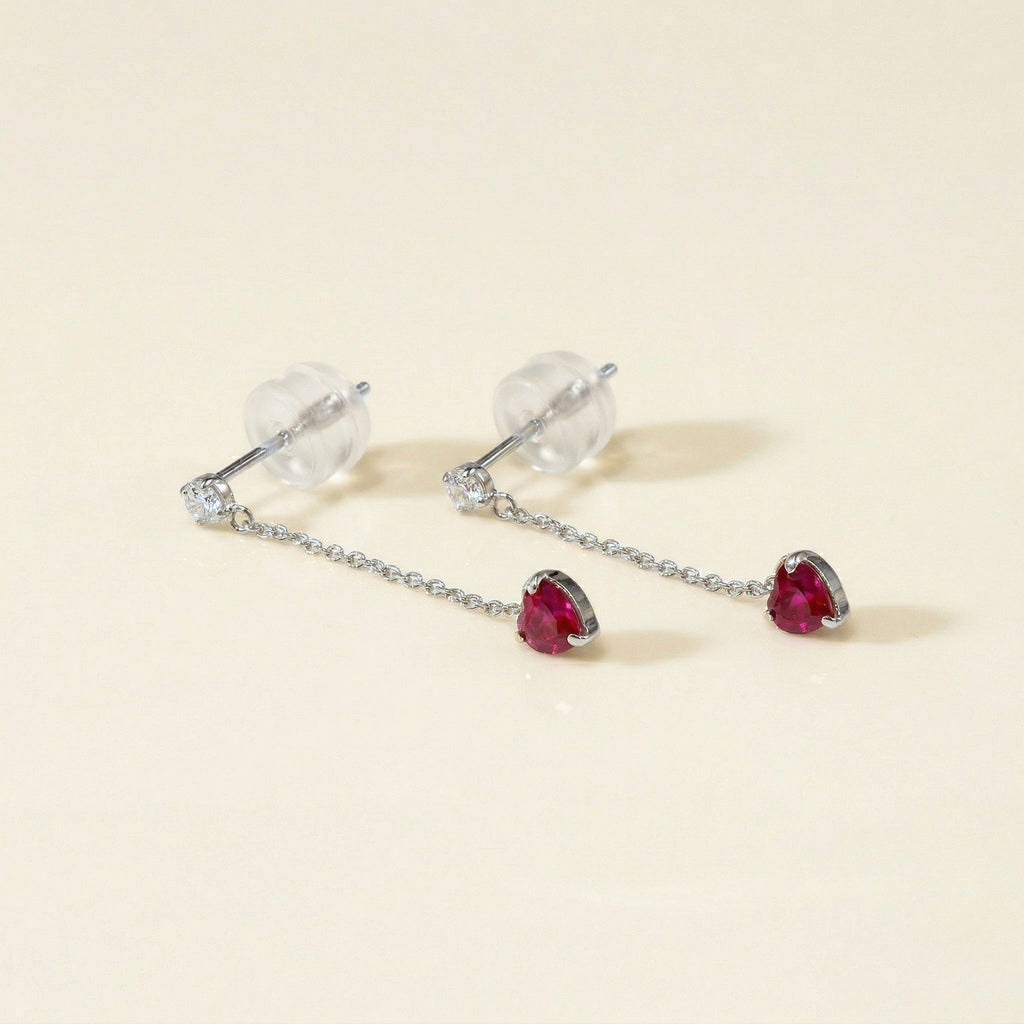 K18 ホワイトゴールド スタッドピアス（ルビー0.40ct｜ダイヤモンド0.06ct）