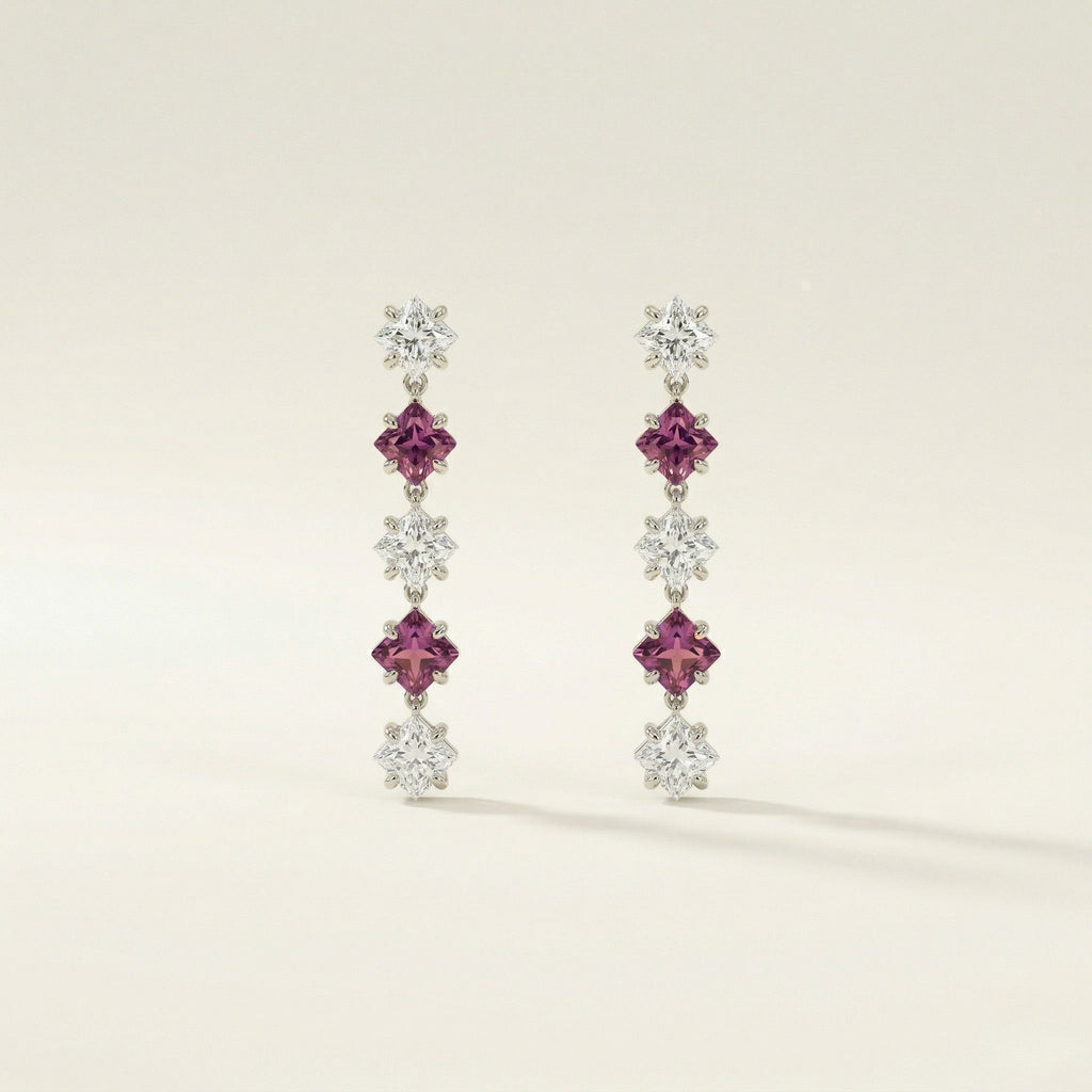 K14 ホワイトゴールド スタッドピアス（ピンクトルマリン｜キュービックジルコニア）