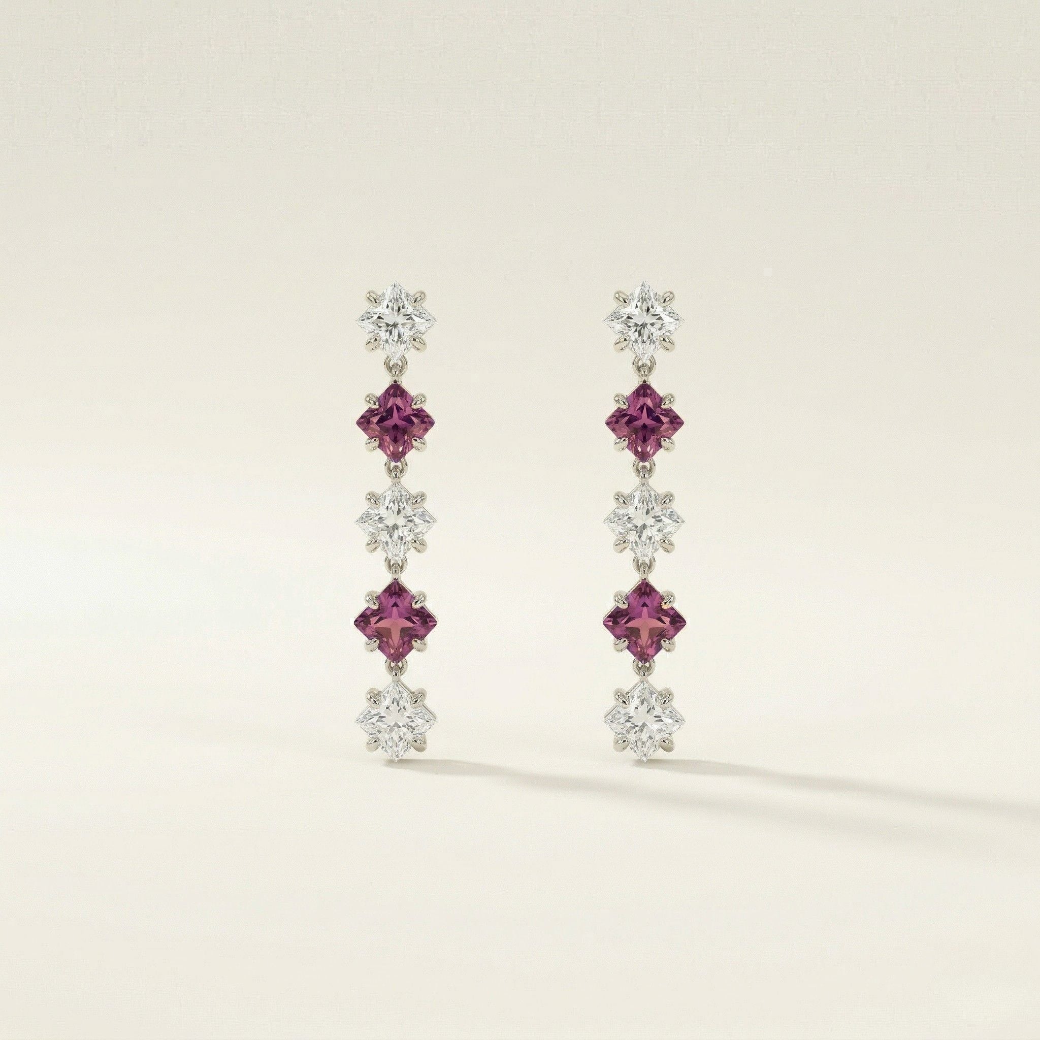 K14 ホワイトゴールド スタッドピアス（ピンクトルマリン｜キュービックジルコニア）