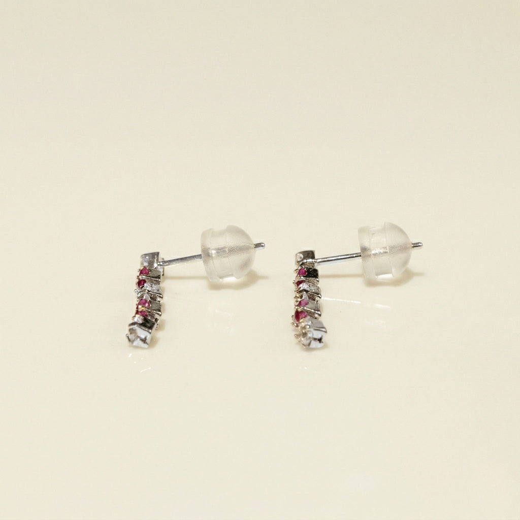 K14 ホワイトゴールド スタッドピアス（ピンクトルマリン｜キュービックジルコニア）