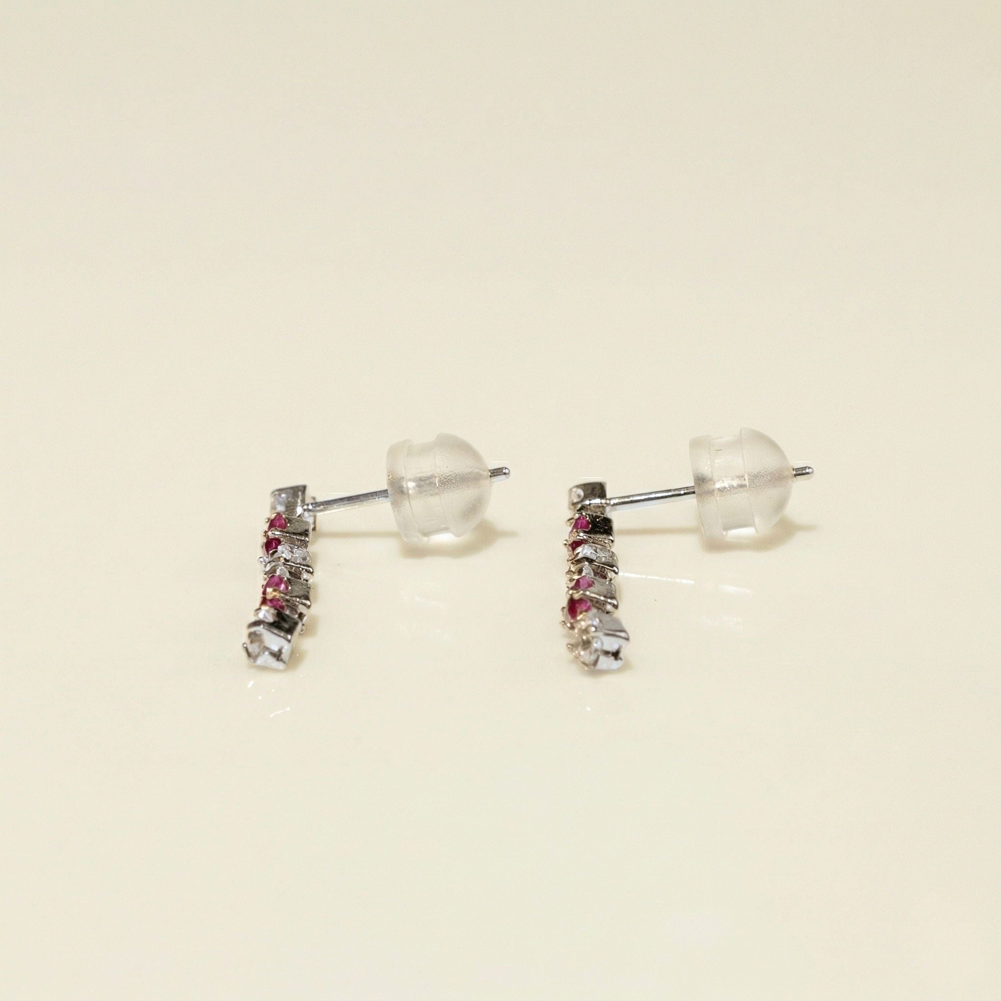 K14 ホワイトゴールド スタッドピアス（ピンクトルマリン｜キュービックジルコニア）
