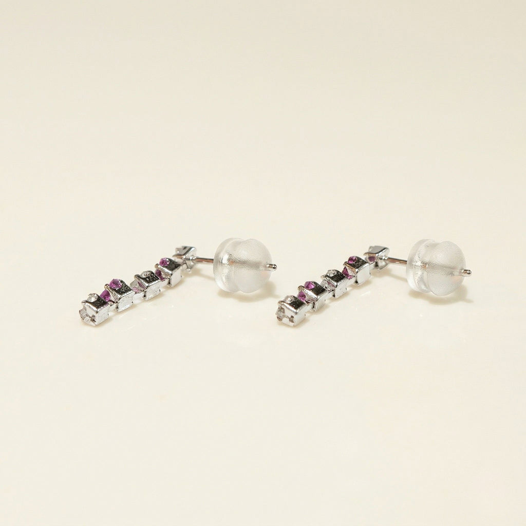 K14 ホワイトゴールド スタッドピアス（ピンクトルマリン｜キュービックジルコニア）