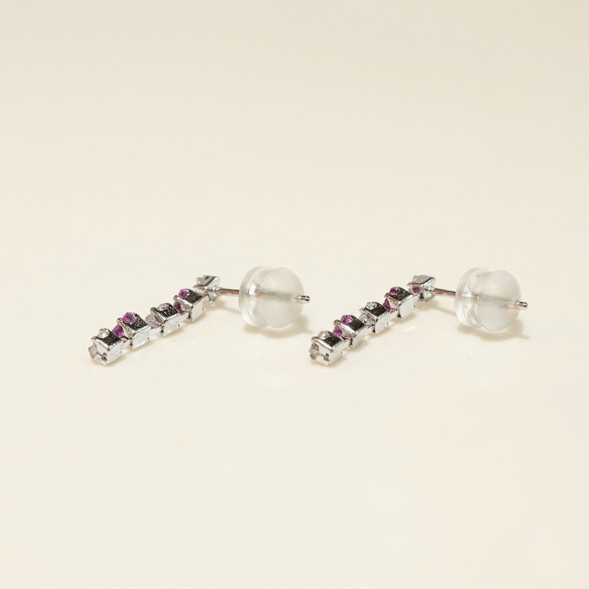 K14 ホワイトゴールド スタッドピアス（ピンクトルマリン｜キュービックジルコニア）