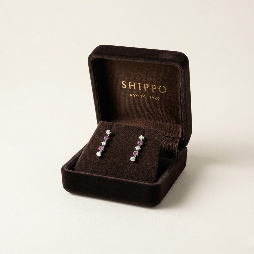 K14 ホワイトゴールド スタッドピアス（ピンクトルマリン｜キュービックジルコニア）