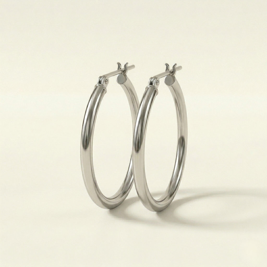 PT900 プラチナ 25×2mmリング フープピアス