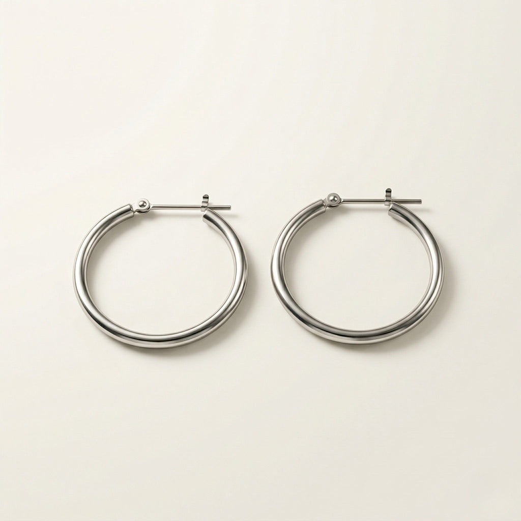 PT900 プラチナ 25×2mmリング フープピアス