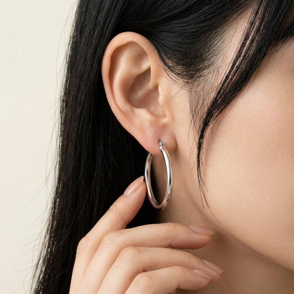 PT900 プラチナ 25×2mmリング フープピアス