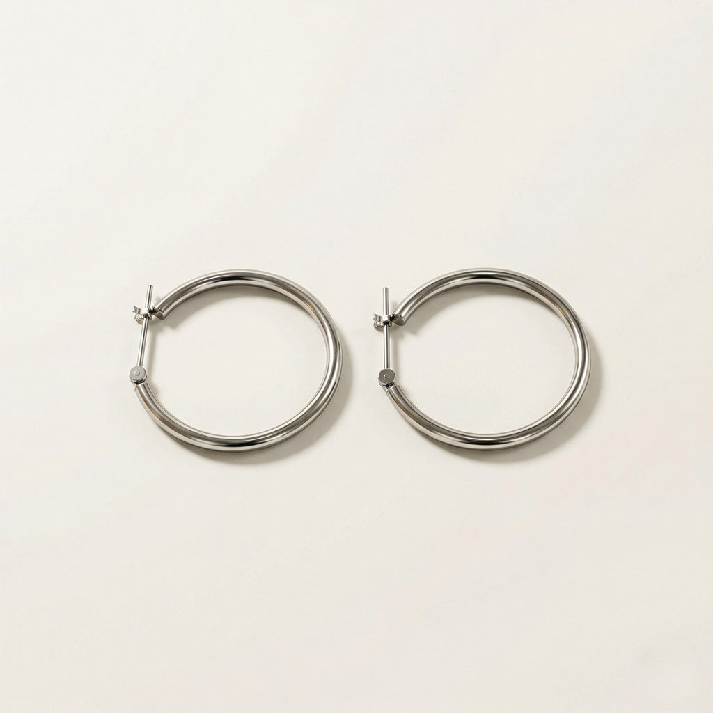 PT900 プラチナ 25×2mmリング フープピアス