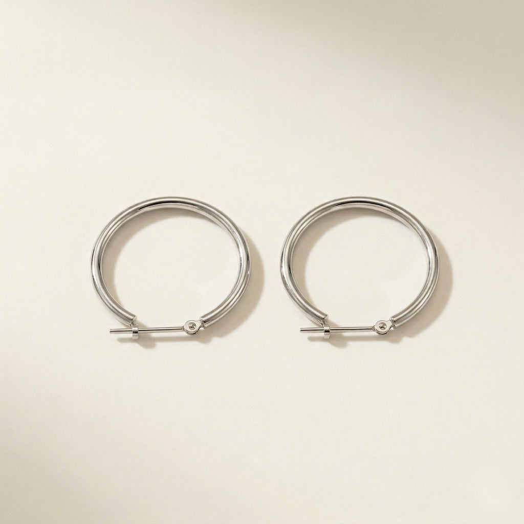 PT900 プラチナ 25×2mmリング フープピアス