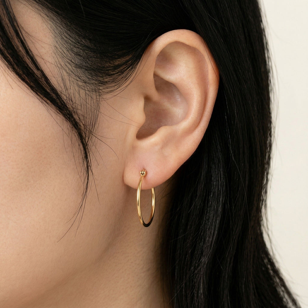 K18 ゴールド 20×1mmリング フープピアス