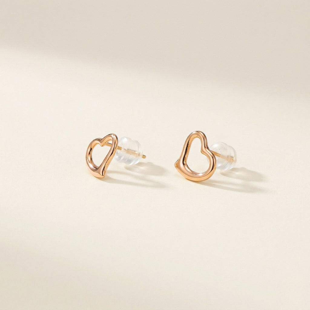 K18 ピンクゴールド 10mmハート スタッドピアス