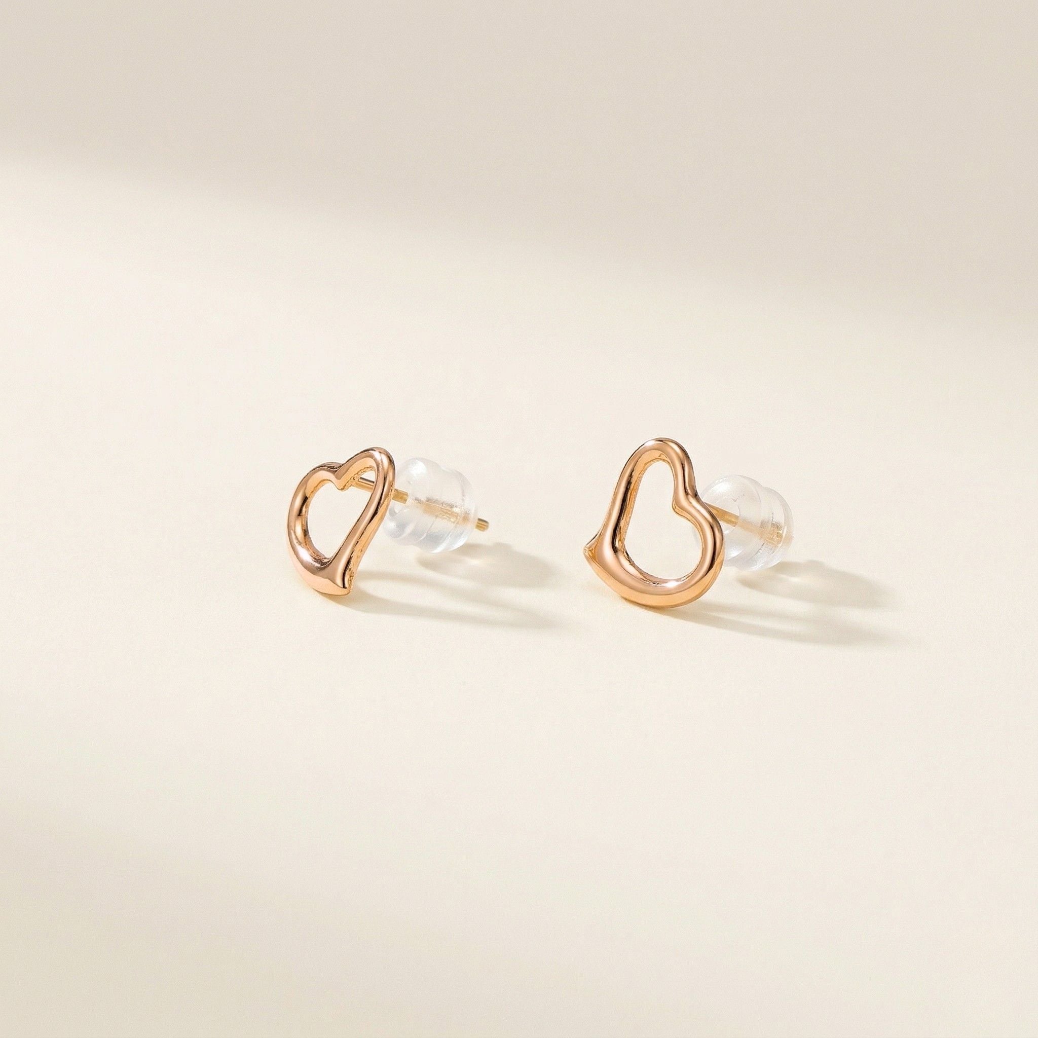 K18 ピンクゴールド 10mmハート スタッドピアス